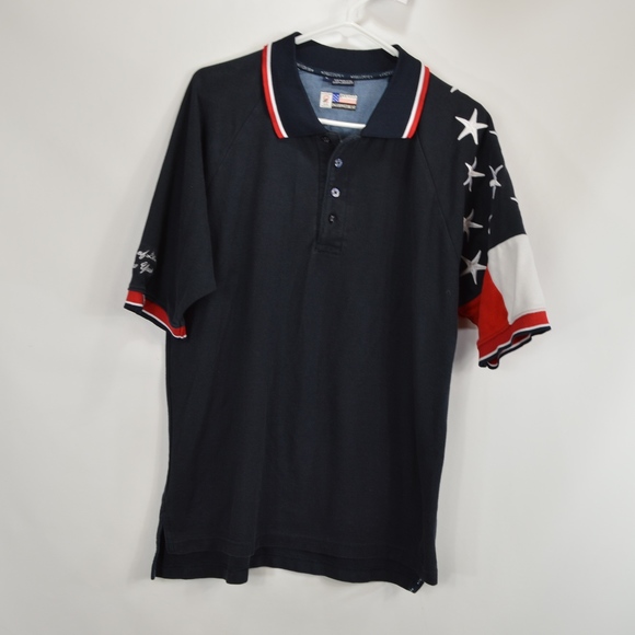 Vintage Rock Point Mens Large Patriotic Polo Shirt - Picture 1 of 6